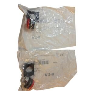 Lot Of 2 Eaton M22-L-R Red Indicating Light Illuminated Push Button 12-30 Vac/dc
